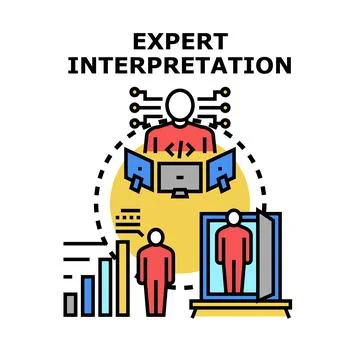 Expert interpretation and data analysis concept Stock Illustration