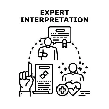 Expert interpretation service providing professional guidance and advice Stock Illustration