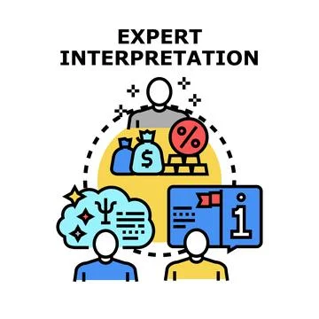 Expert interpreting financial data and human understanding Stock Illustration