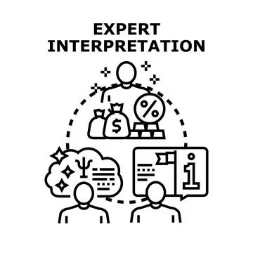 Expert interpreting financial data and human understanding Stock Illustration