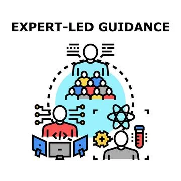 Expert leading team in diverse fields guidance Stock Illustration