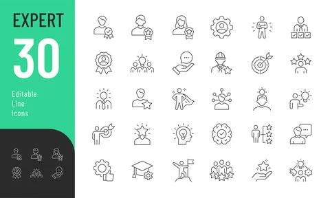 Expert Line Editable Icons set. Stock Illustration