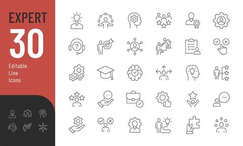 Expert Line Editable Icons set. Stock Illustration