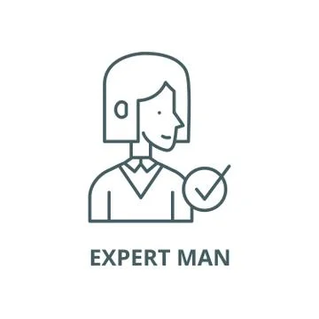 Expert man vector line icon, linear concept, outline sign, symbol Stock Illustration