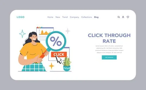 Expert marketer examines Click Through Rate metrics on a digital dashboard 스톡 일러스트