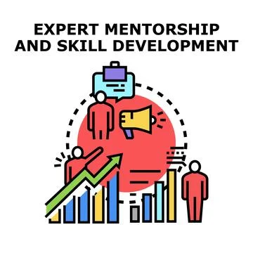 Expert mentorship guiding skill development and career growth Stock Illustration