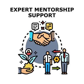 Expert mentorship support sharing knowledge and growth Stock Illustration