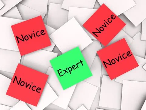Expert novice post-it notes mean experienced or inexperienced Stock Illustration