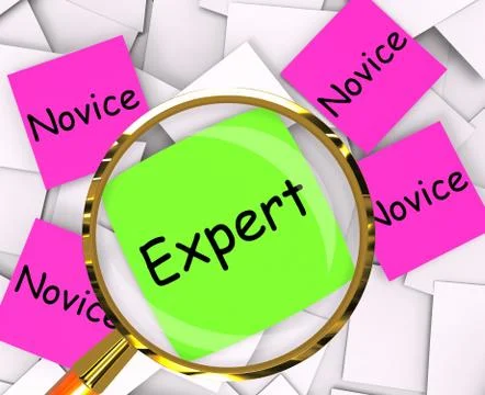 Expert novice post-it papers mean experienced or inexperienced Illustrazione stock