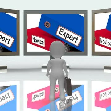 Expert Novice Screen Mean Learner 3d Rendering Illustrazione stock