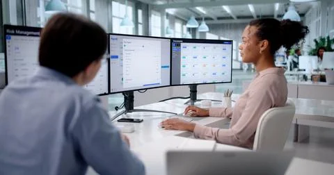 Expert Payroll Manager Using Efficient Software To Process Salaries On Payrol Stock Photos