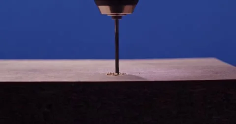 Expert Precision Drilling Techniques Applied to the Wood Surface for Quality Stock Footage 297952822