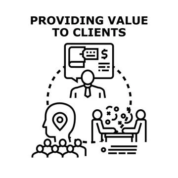 Expert providing value to clients through service and advice Stock Illustration