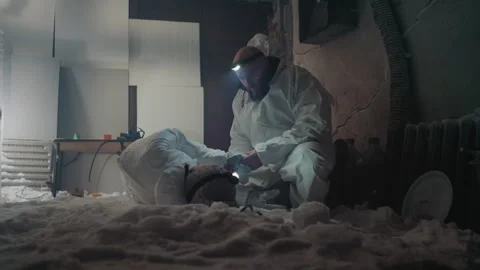 Expert restores icy sample from abandoned site carefully. Dedicated scientist Stock Footage 346522550