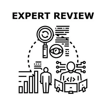 Expert review process analyzing data and coding solutions Stock Illustration