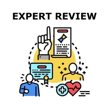 Expert review process providing professional opinion and evaluation Stock Illustration