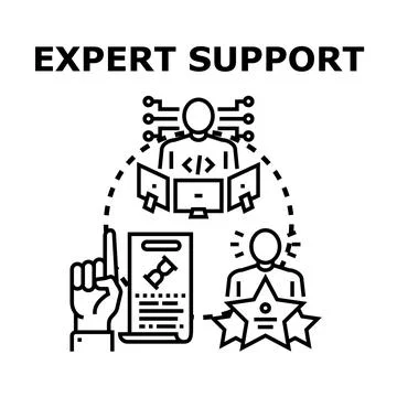Expert support providing technical assistance and problem solving Stockillustratie