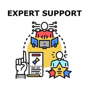 Expert support providing technical assistance and problem solving Stock Illustration