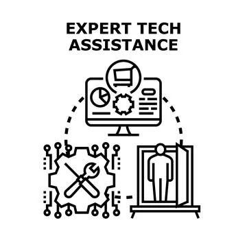 Expert technical assistance providing online software support service 库存插图