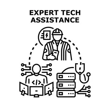 Expert technical assistance providing support and reliable service Stock Illustration