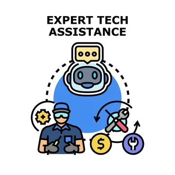 Expert technical assistance providing support and repair service Stock Illustration