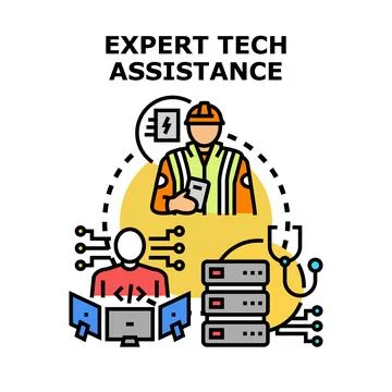 Expert technical assistance providing support and reliable service Stock Illustration