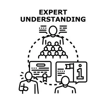 Expert understanding developing professional skills and knowledge Stock Illustration