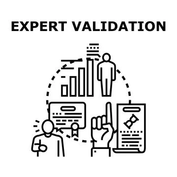 Expert validation process verifying quality of work Stock Illustration