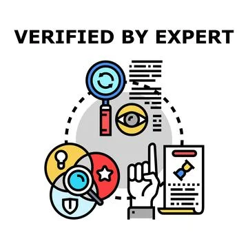 Expert verification process checking information data quality Stockillustratie