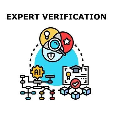 Expert verification process evaluating knowledge quality and security Illustrazione stock