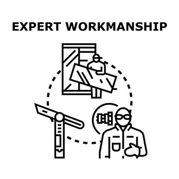 Expert workmanship concept for window installation service Stock Illustration