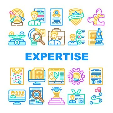 Expertise Business Processing Icons Set Vector Stock Illustration