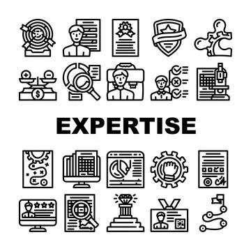 Expertise Business Processing Icons Set Vector Stock Illustration