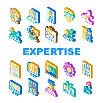 Expertise Business Processing Icons Set Vector Stock Illustration