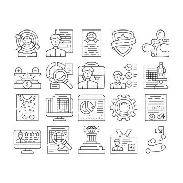 Expertise Business Processing Icons Set Vector Illustrazione stock