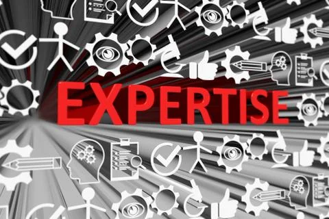 EXPERTISE concept blurred background 3d render illustration Stock Illustration