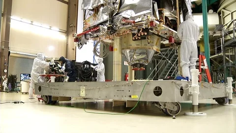 Expertise conduct pre-launch operations on MAVEN at Kennedy Space Center - 2012 Stock Footage 112270774