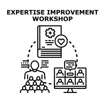Expertise improvement workshop concept for skill development Stock Illustration
