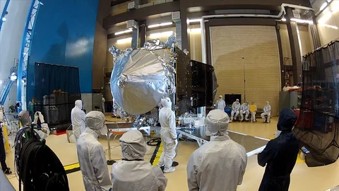 Expertise work on pre-launch operations of MAVEN at Kennedy Space Center - 2012 Stock Footage 112270893