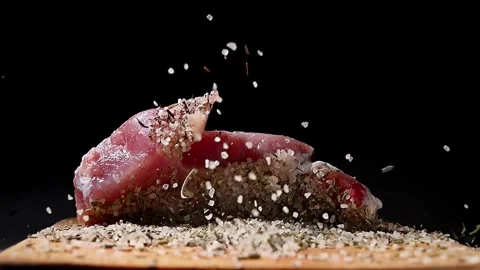 Expertly preparation of a pork steak Stockbeeldmateriaal 305566503