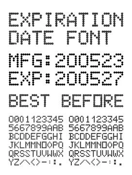 Expiration date font Stock Illustration