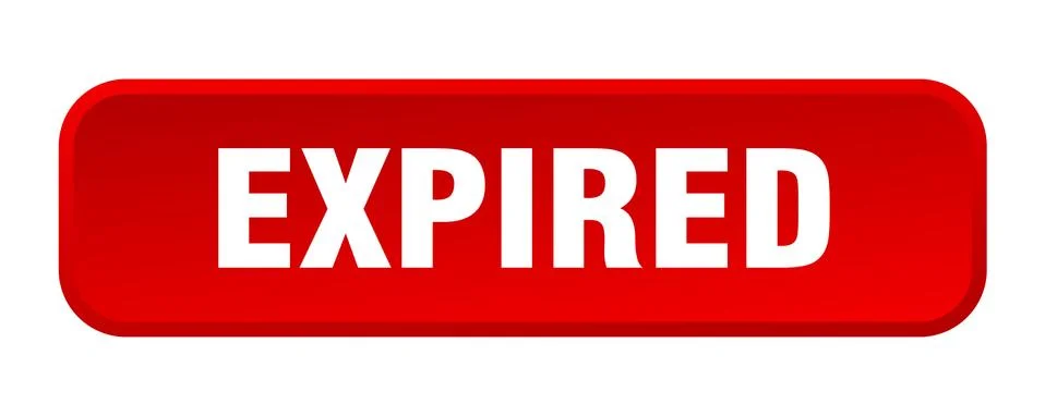 Expired button. expired square 3d push button Illustrazione stock