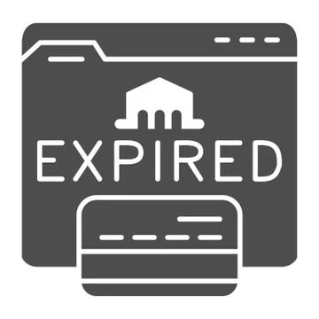 Expired card on website solid icon, Payment problem concept, Card declined sign Stock Illustration