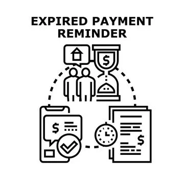 Expired payment reminder notifying about financial overdue deadline Illustrazione stock