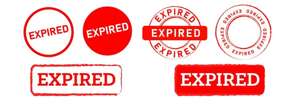 Expired red rectangle and circle stamp logo label sticker sign information Stock Illustration