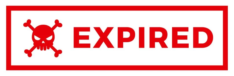 Expired skull bones inside horizontal red box Stock Illustration