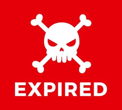 Expired skull bones inside red box Stock Illustration