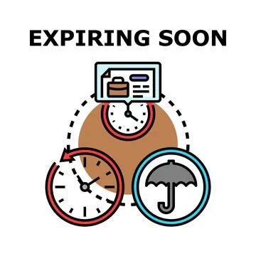 Expiring soon concept with document and umbrella Stock Illustration