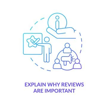 Explain why reviews important blue gradient concept icon Ilustración de archivo