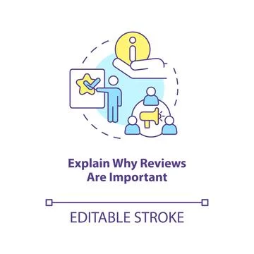 Explain why reviews important concept icon Ilustración de archivo